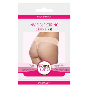 Bye Bra - Invisible Thong (Nude & Black 2-Pack) L