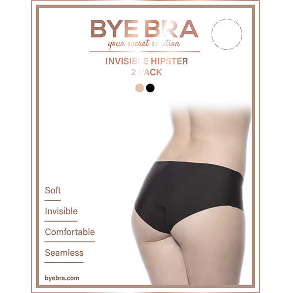 Bye Bra - Invisible Hipster (Nude & Black 2-Pack) L